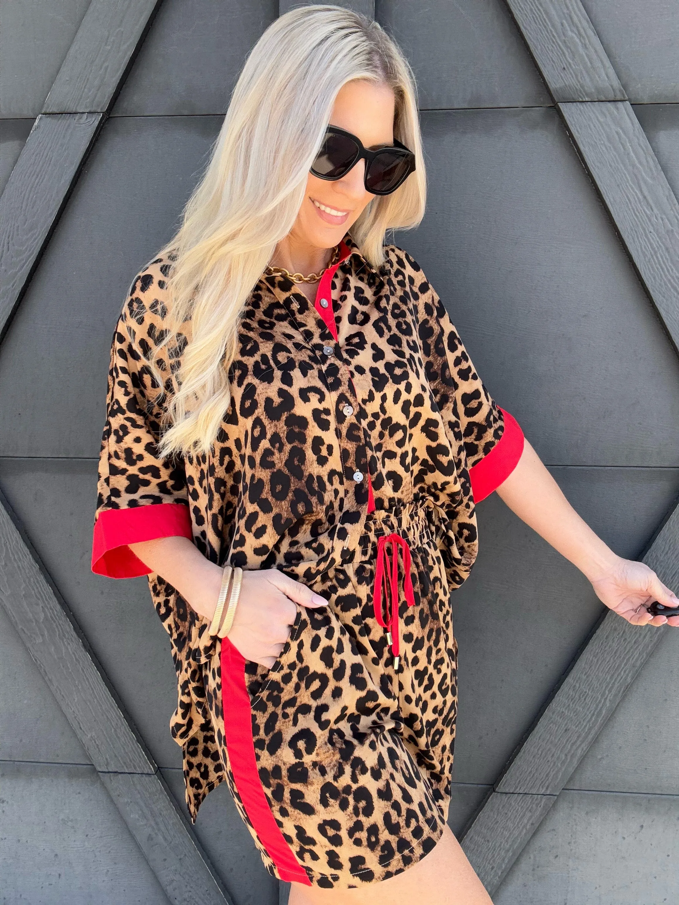 Leopard Oversized Short Set