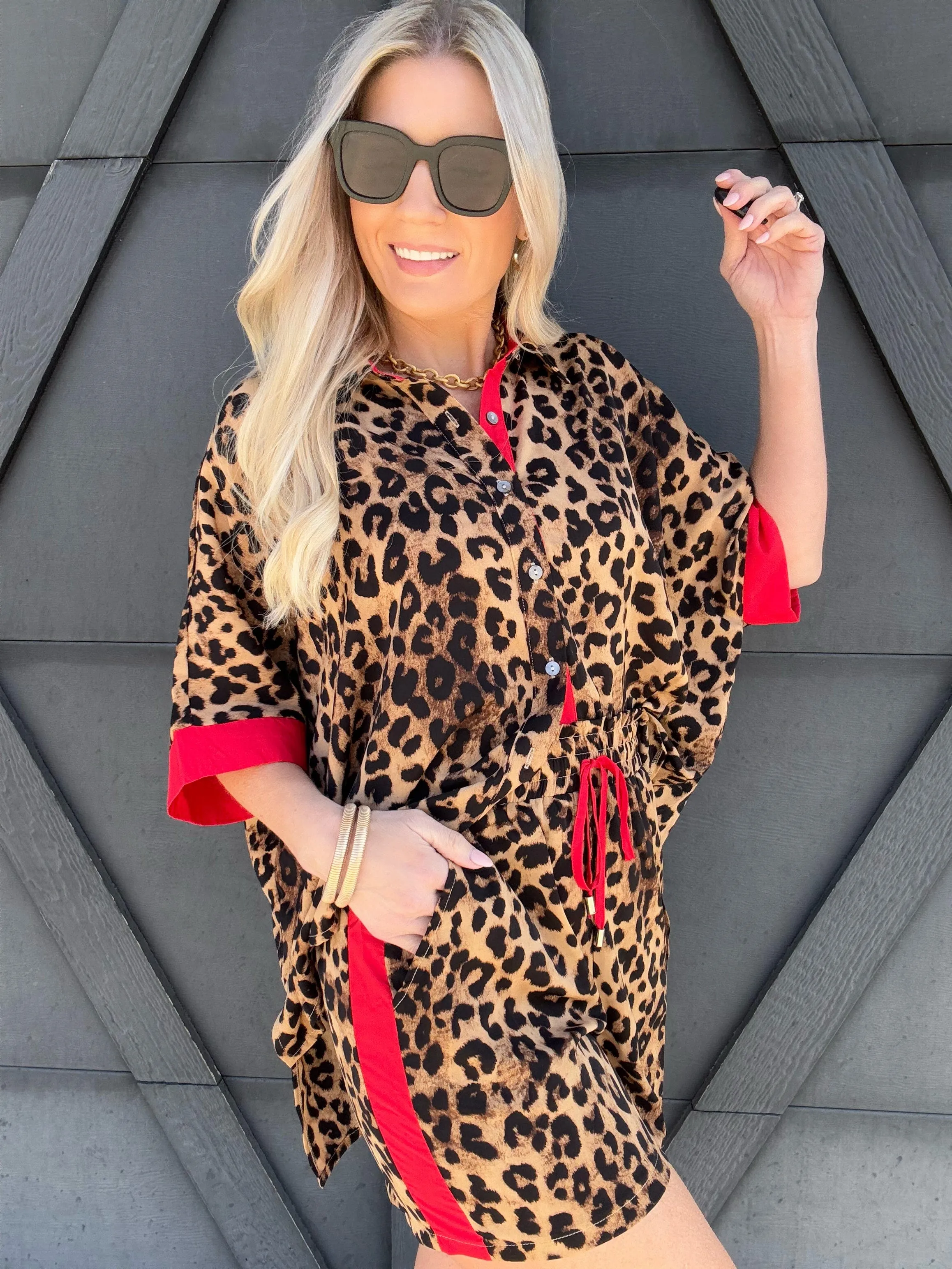 Leopard Oversized Short Set