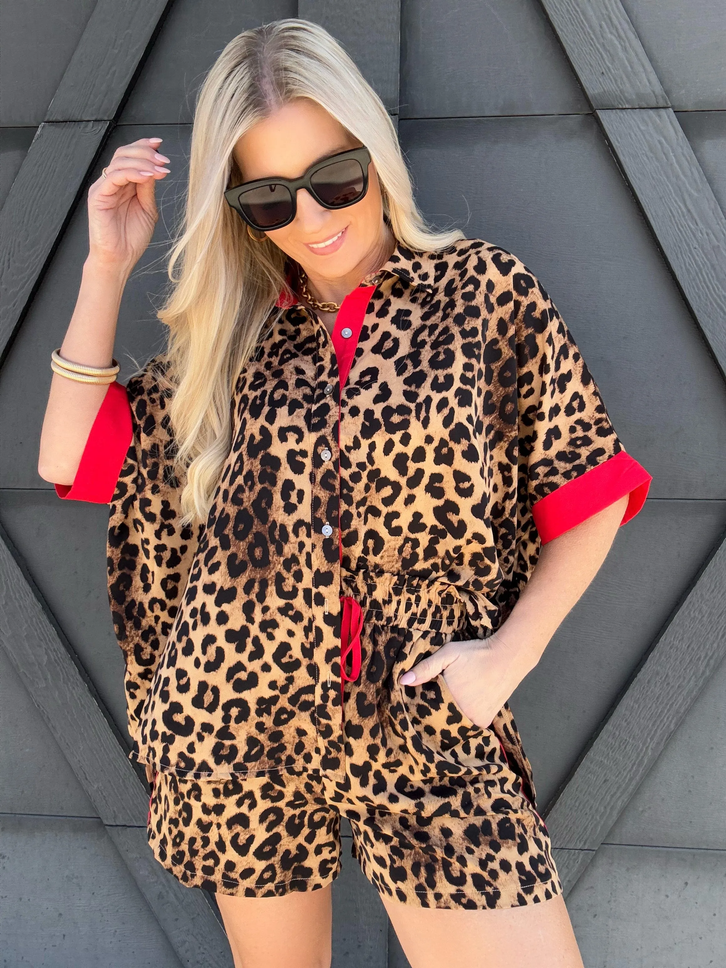 Leopard Oversized Short Set