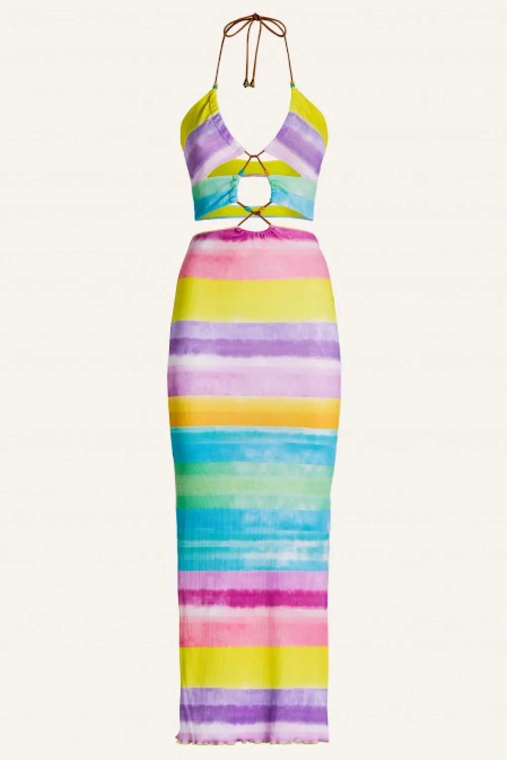 LONG DRESS IN RIB FABRIC HAWAII PRINT
