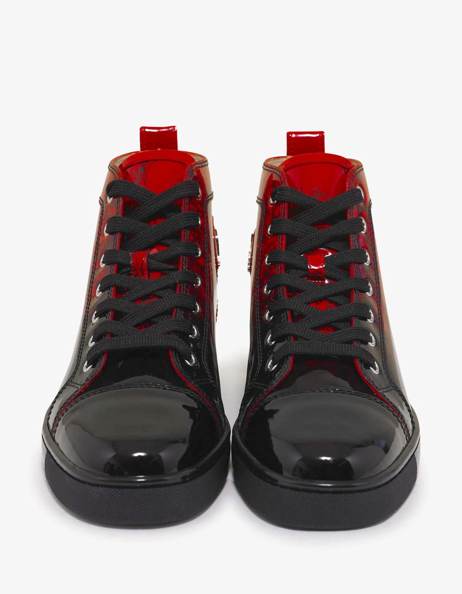 Louis Flat Red Degraloubi Patent High Top Trainers -