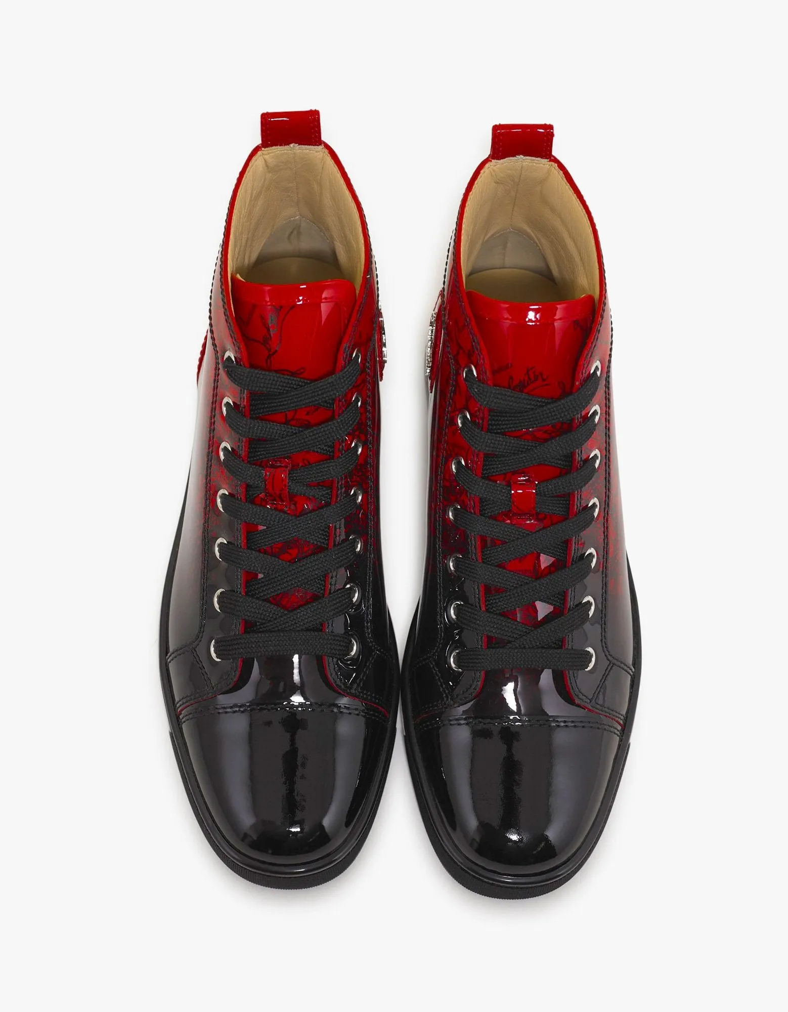 Louis Flat Red Degraloubi Patent High Top Trainers -