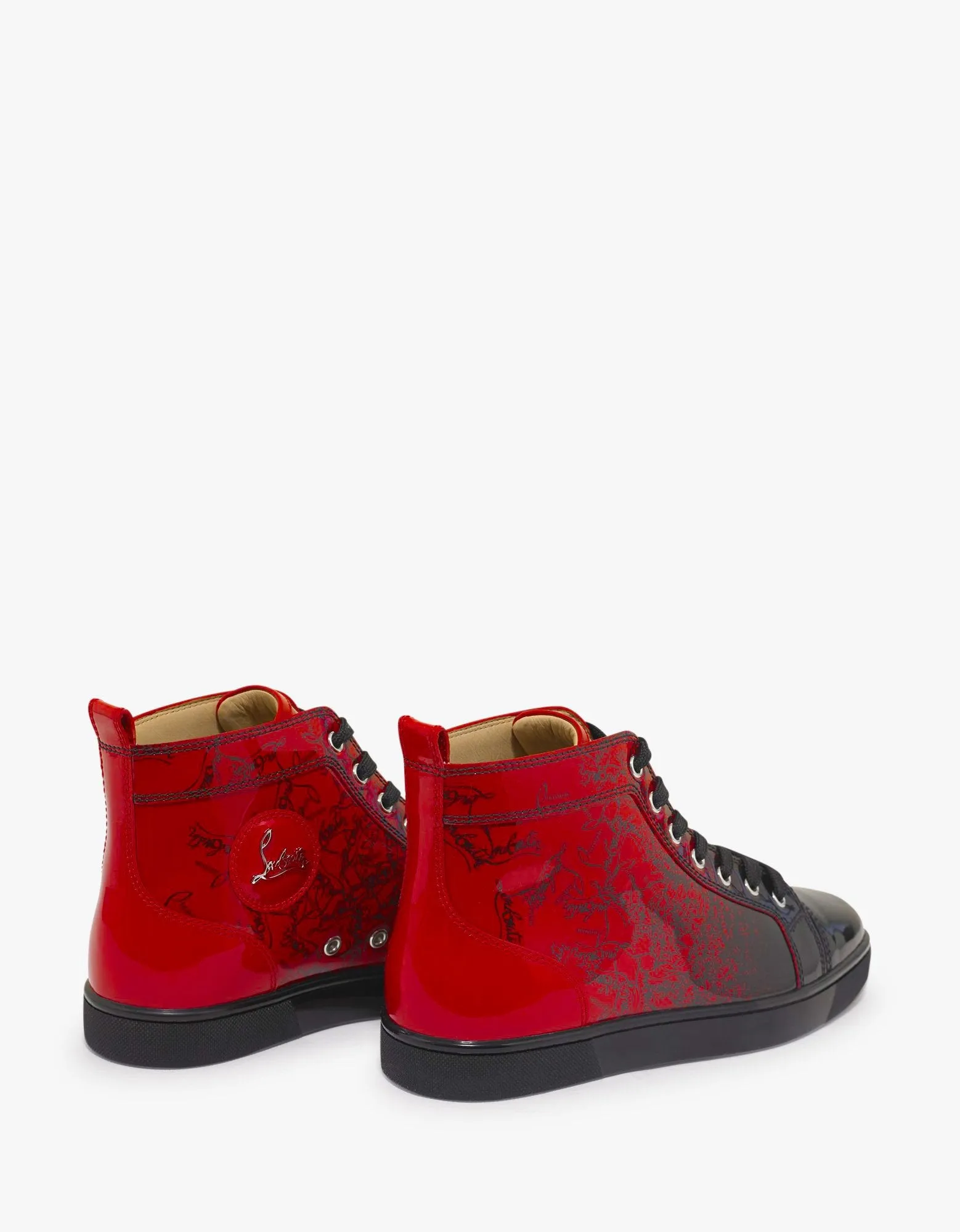 Louis Flat Red Degraloubi Patent High Top Trainers -