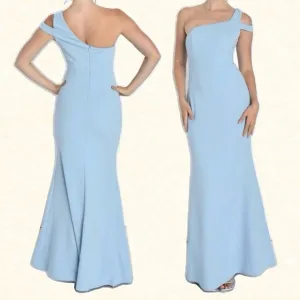LULUS Make an Entrance Powder Blue One-Shoulder Mermaid Maxi Dress {Medium}