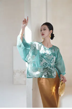 Marley Elegant Embroidery Qipao Cheongsam Two Piece