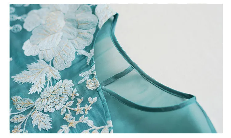 Marley Elegant Embroidery Qipao Cheongsam Two Piece