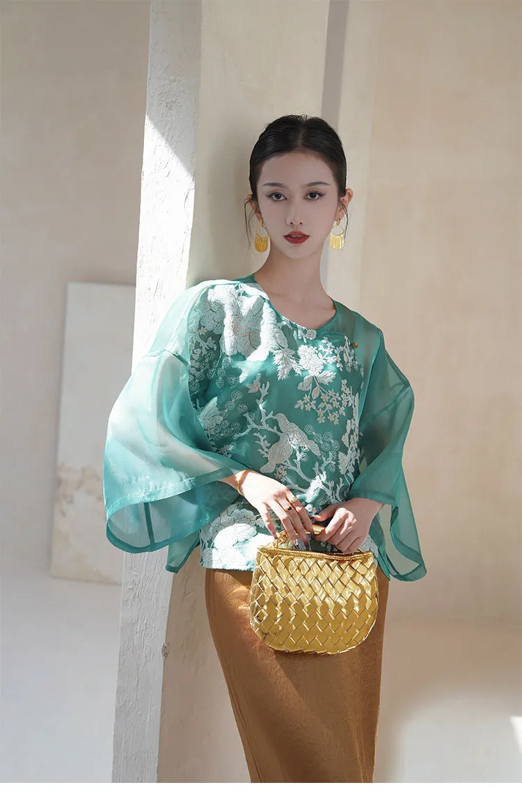 Marley Elegant Embroidery Qipao Cheongsam Two Piece