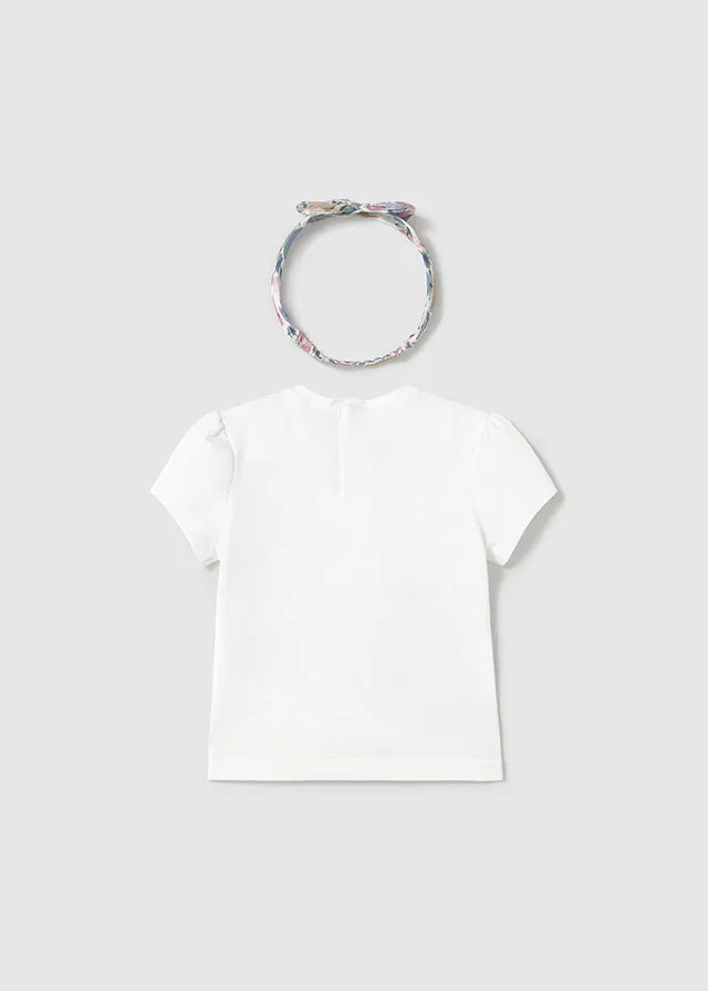 Mayoral Baby Girls Floral Print T-shirt With Matching Headband