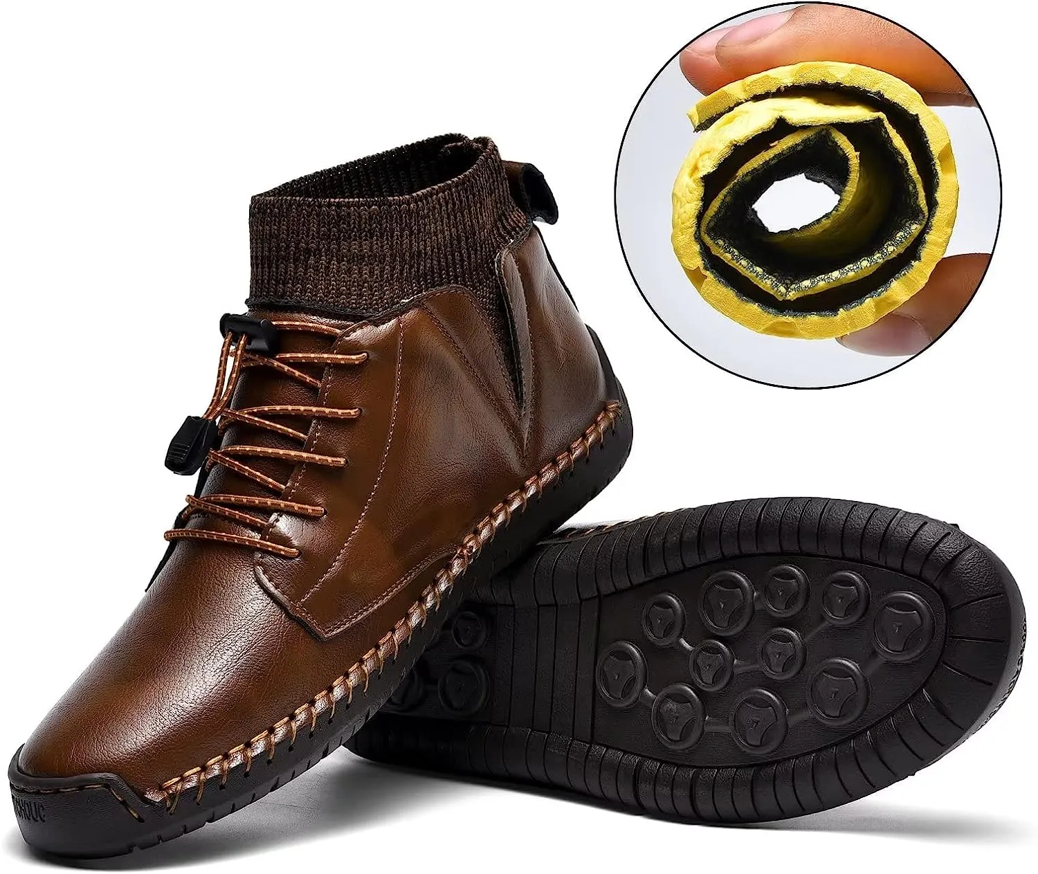 Mens Leather Loafers Fashion Casual Slip Driver Loafer Shoes Ankle Chukka Boots for Men
