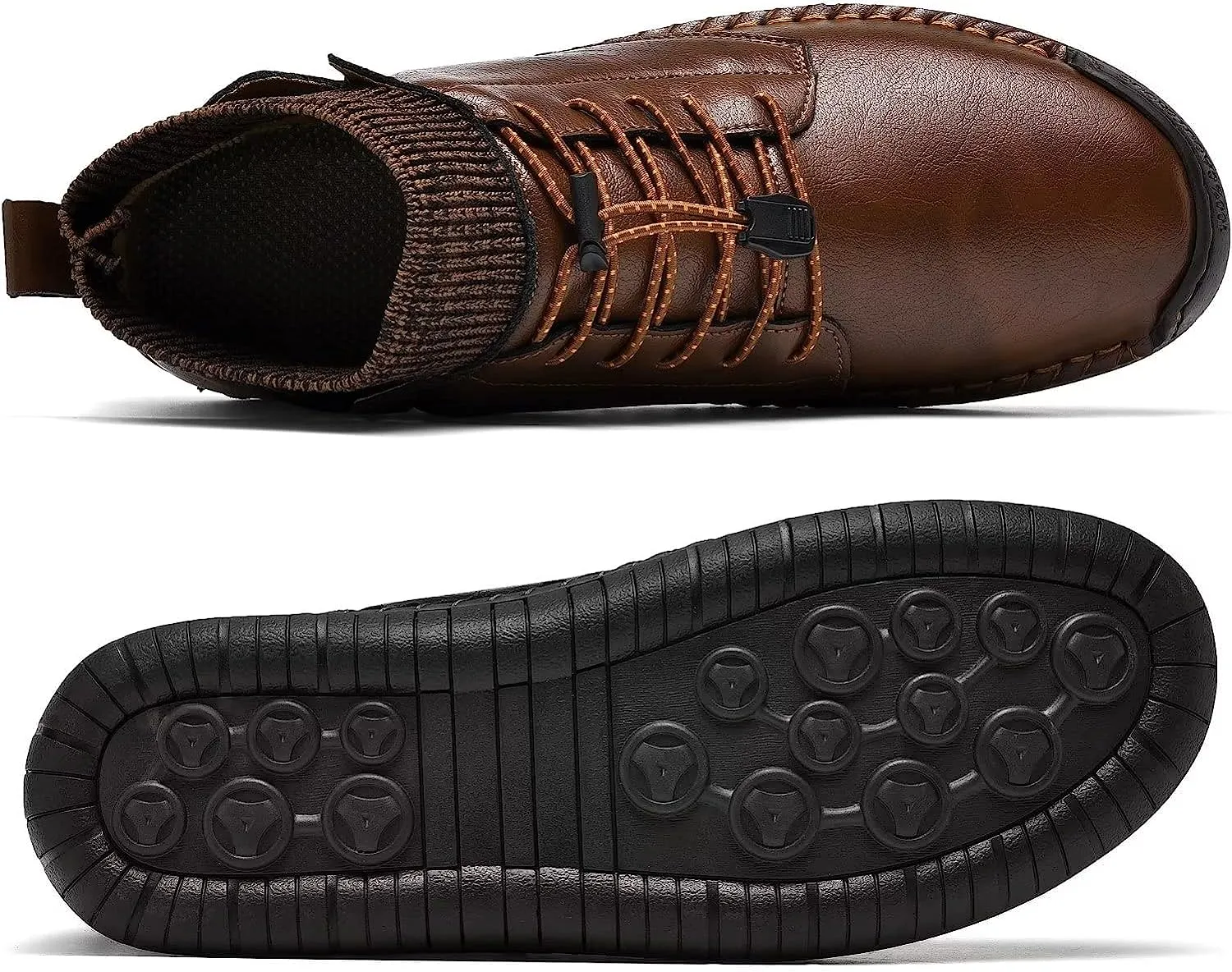Mens Leather Loafers Fashion Casual Slip Driver Loafer Shoes Ankle Chukka Boots for Men