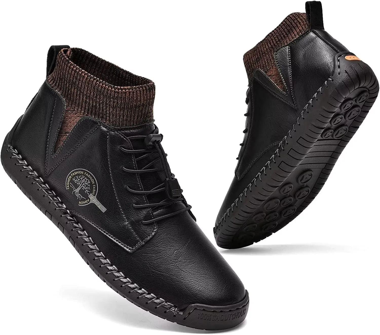 Mens Leather Loafers Fashion Casual Slip Driver Loafer Shoes Ankle Chukka Boots for Men