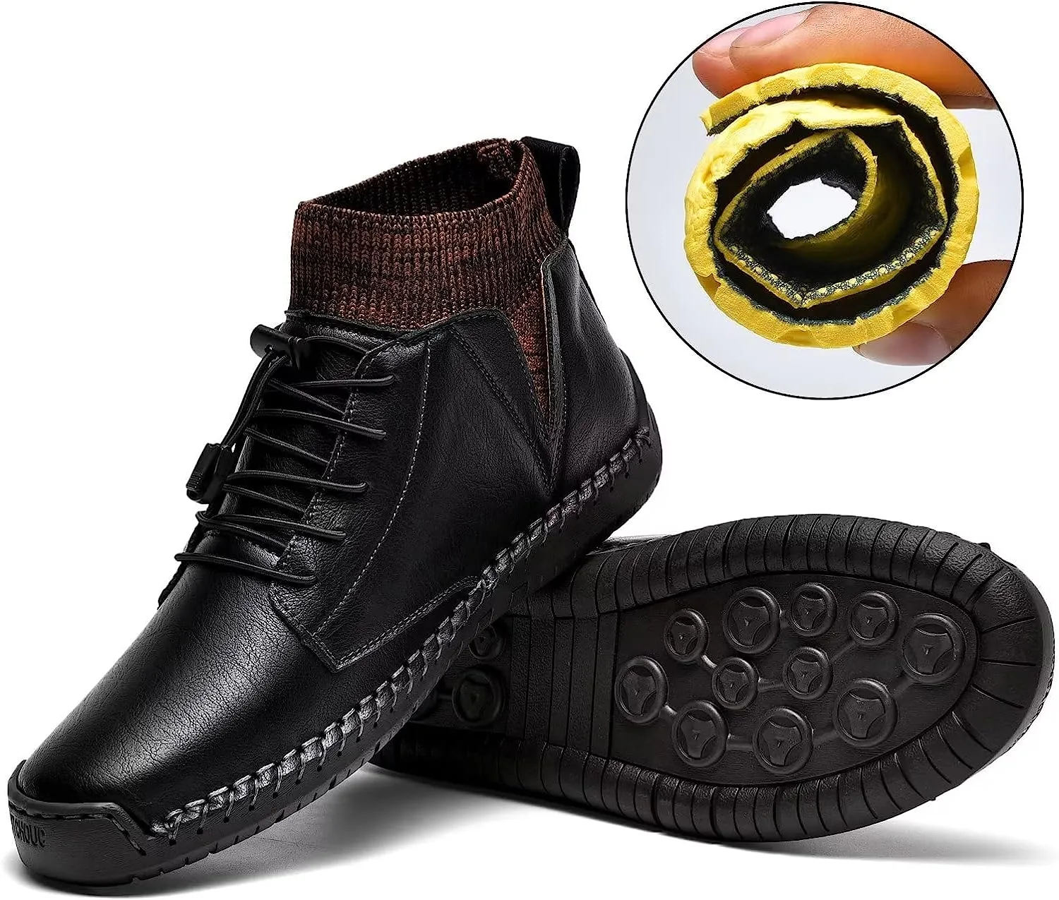 Mens Leather Loafers Fashion Casual Slip Driver Loafer Shoes Ankle Chukka Boots for Men