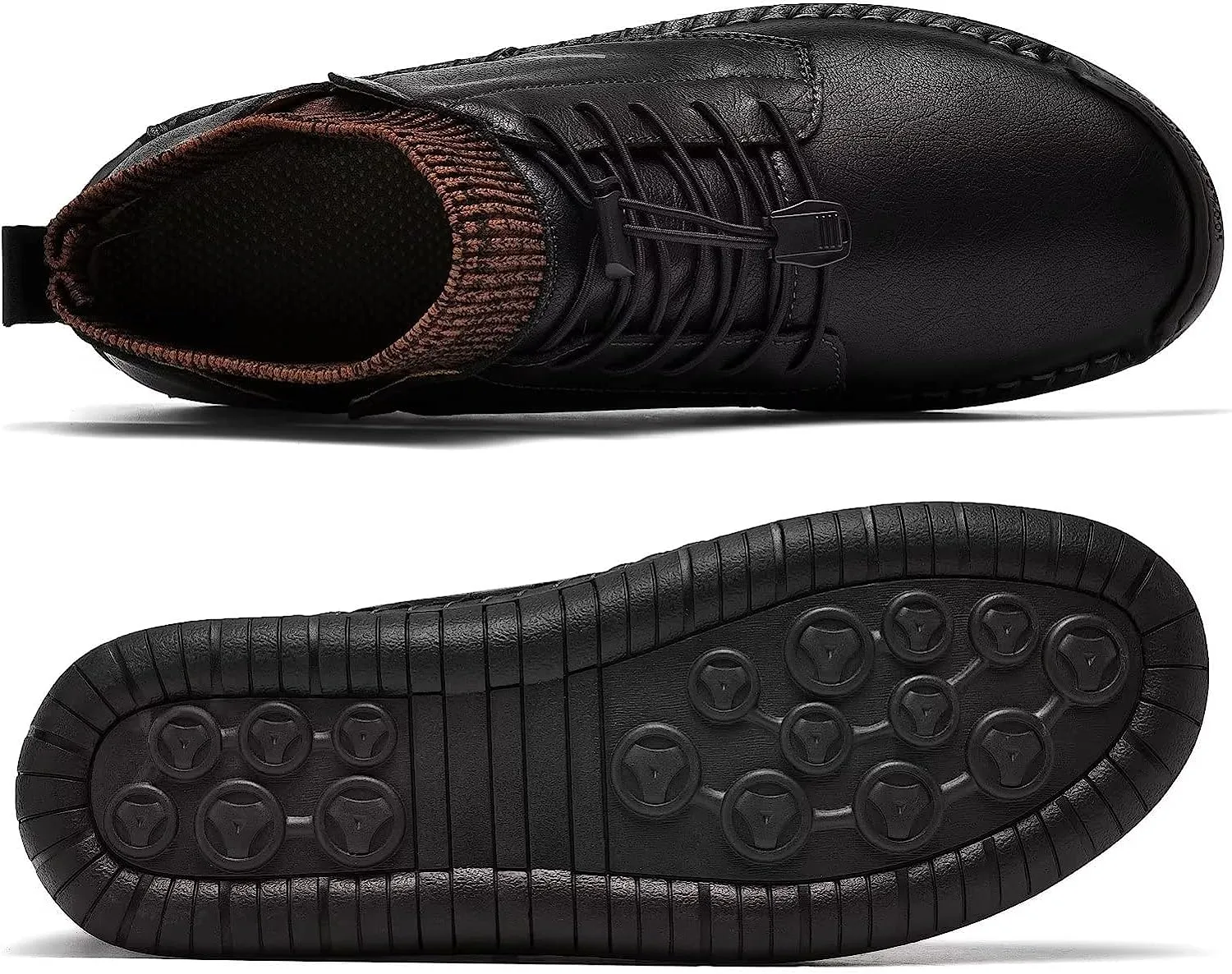 Mens Leather Loafers Fashion Casual Slip Driver Loafer Shoes Ankle Chukka Boots for Men