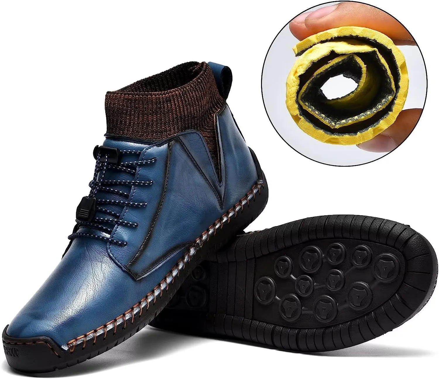 Mens Leather Loafers Fashion Casual Slip Driver Loafer Shoes Ankle Chukka Boots for Men
