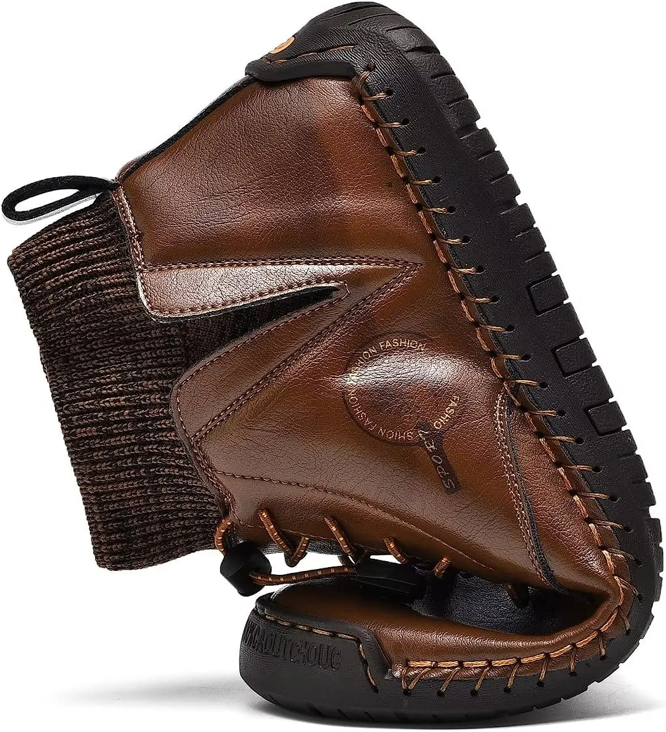 Mens Leather Loafers Fashion Casual Slip Driver Loafer Shoes Ankle Chukka Boots for Men