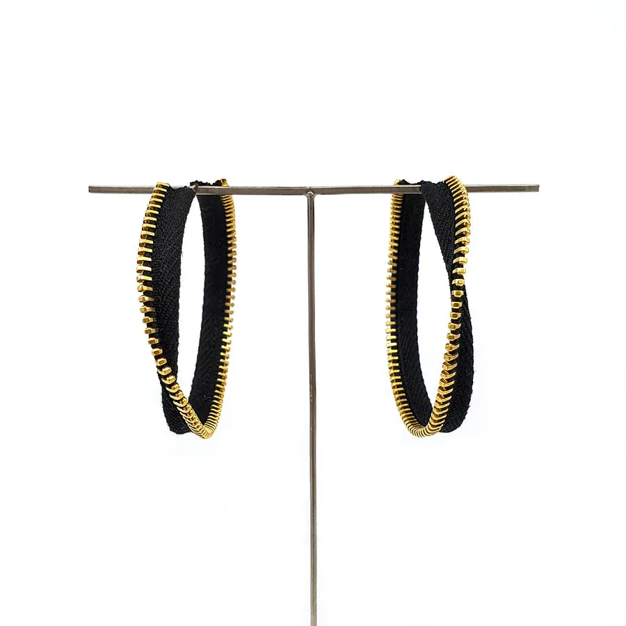 Mobius Hoops - Black   Gold