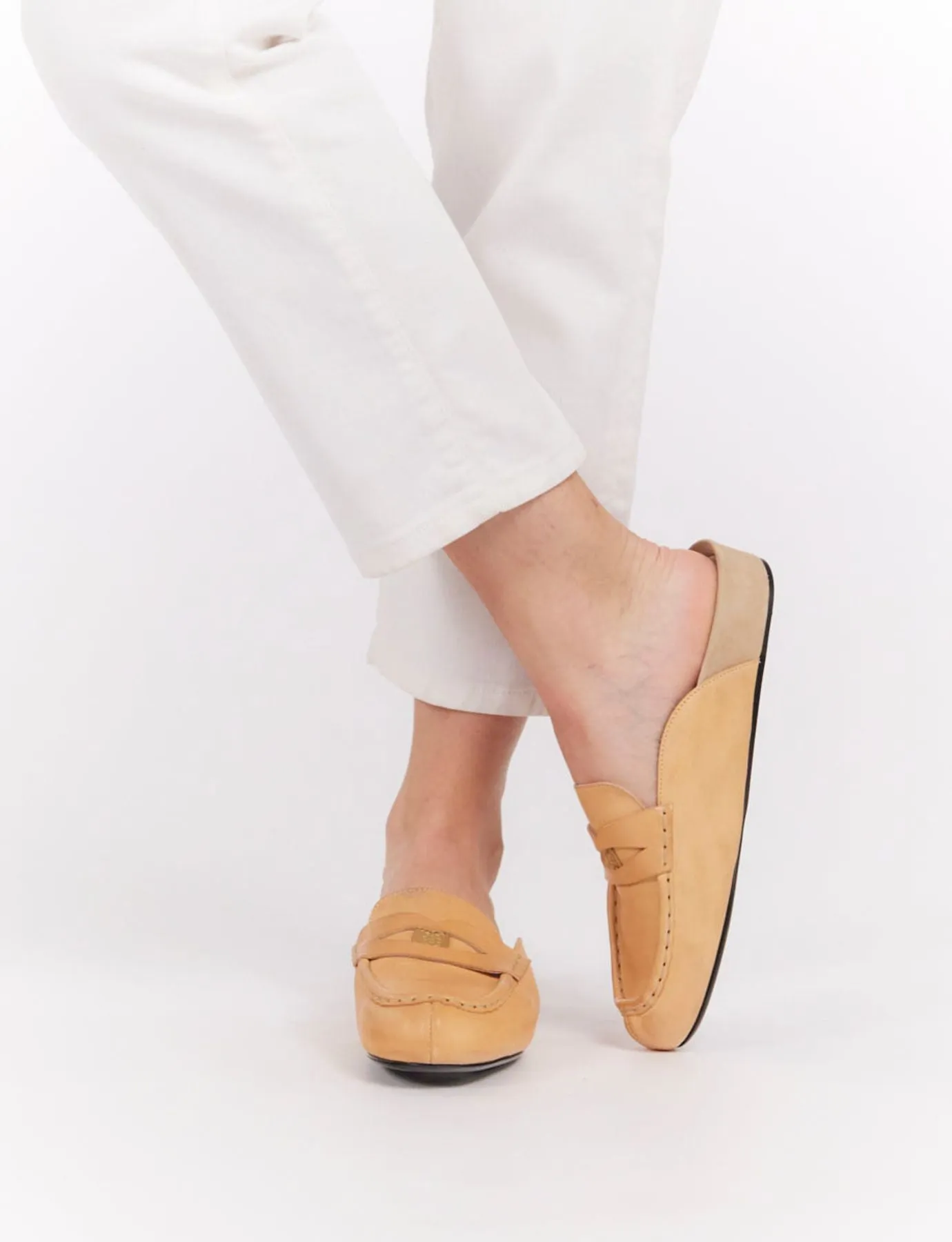 Moccasin mule Flavie natural leather