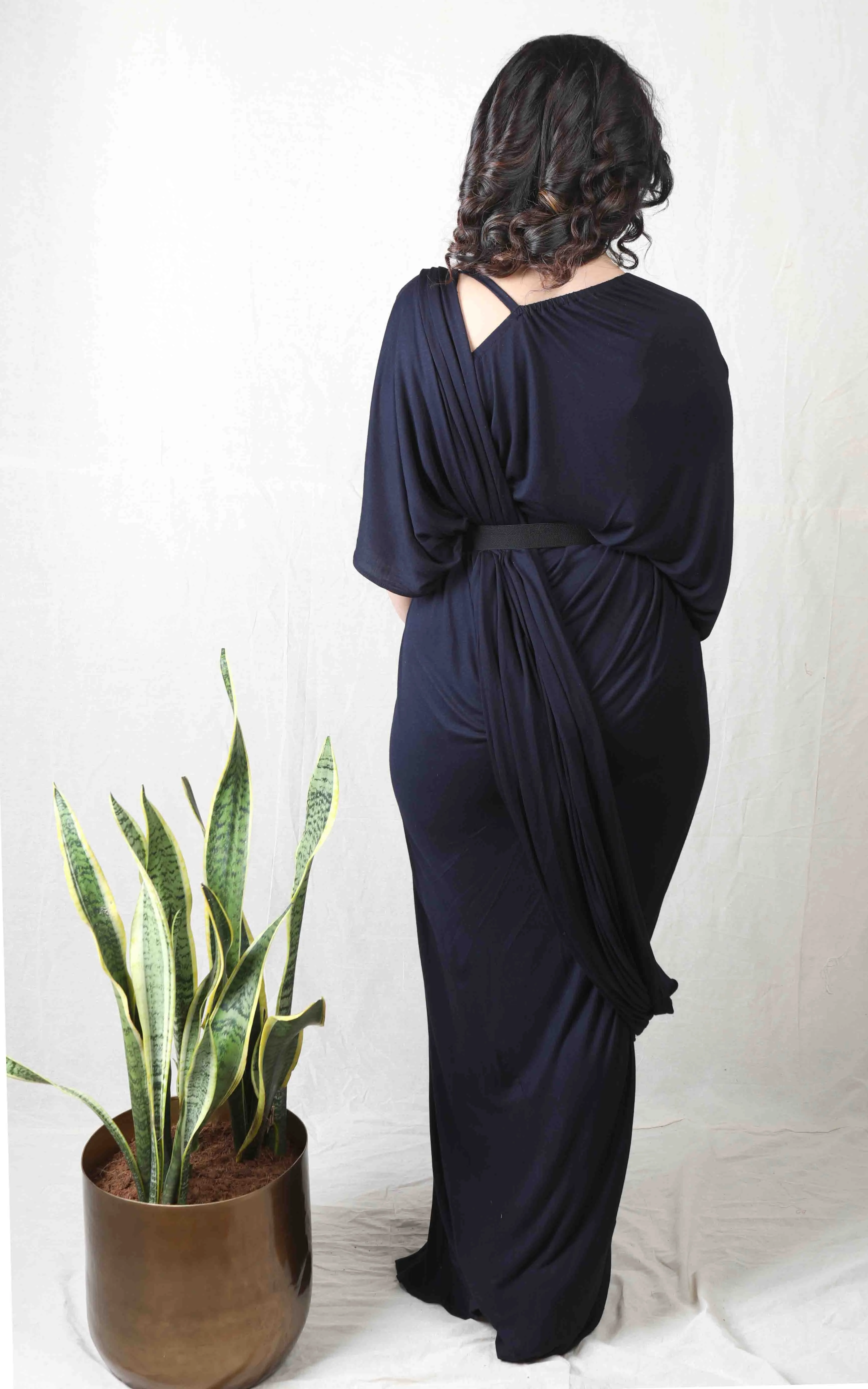 New Era Black Maxi drape Dress