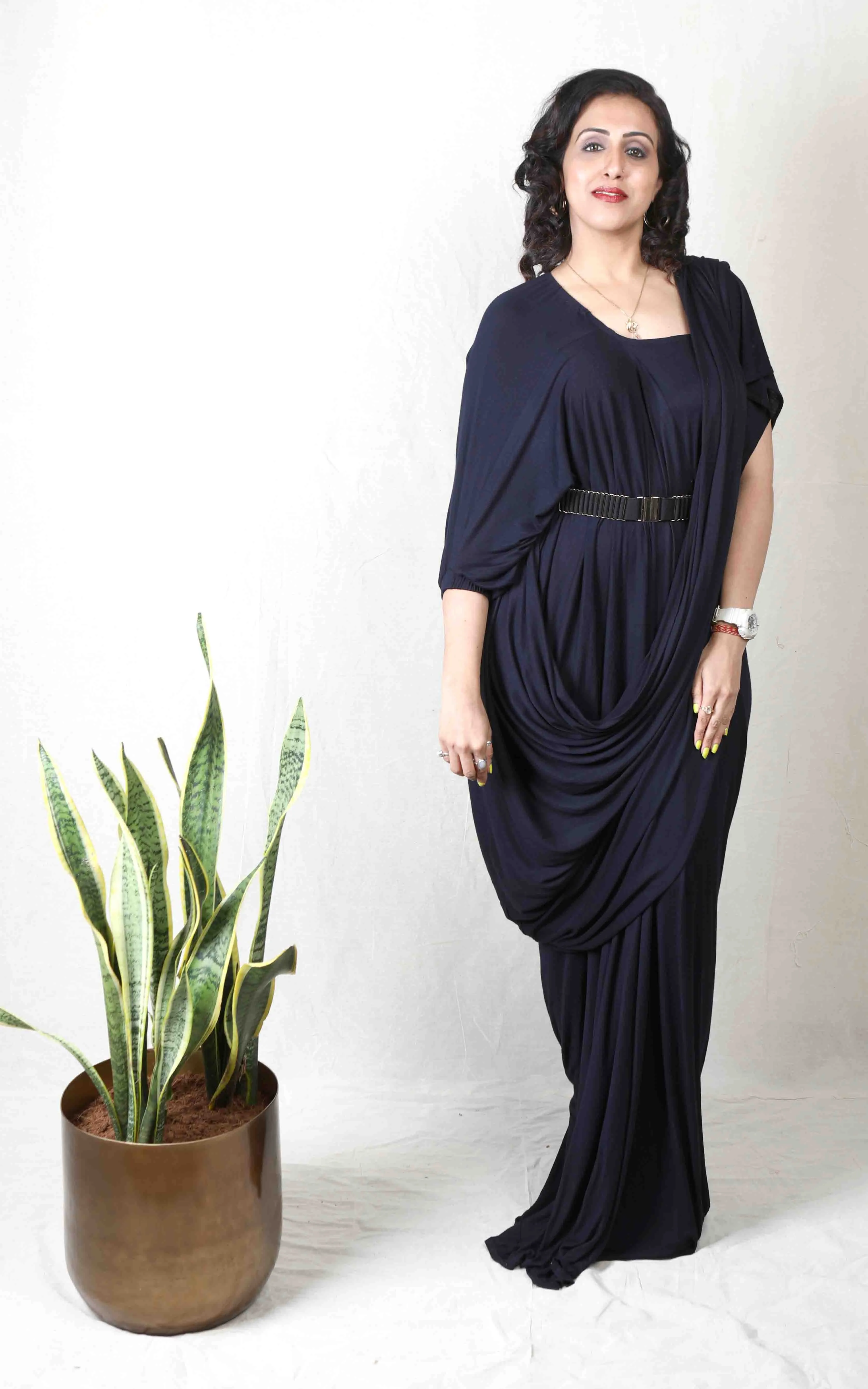 New Era Black Maxi drape Dress