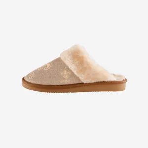 New Orleans Saints Womens Glitter Open Back Fur Moccasin Slipper