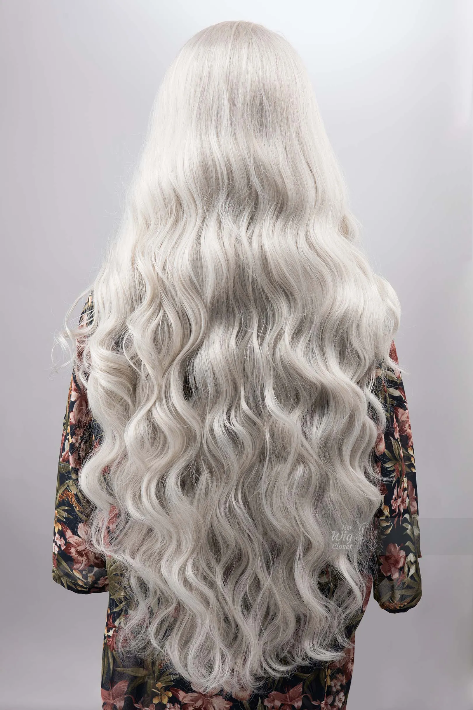 Pearl White Silver Gray Wavy Lace Top Synthetic Wig Daenerys Orla