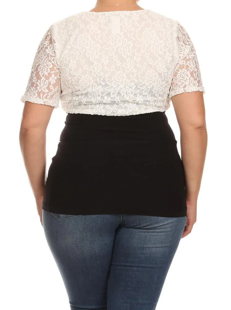 Plus Size Elegant See Through White Bolero