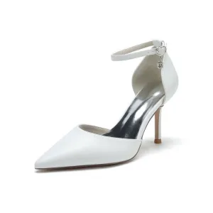 Pointed Toe Sexy Ankle Strap Satin Wedding Shoes