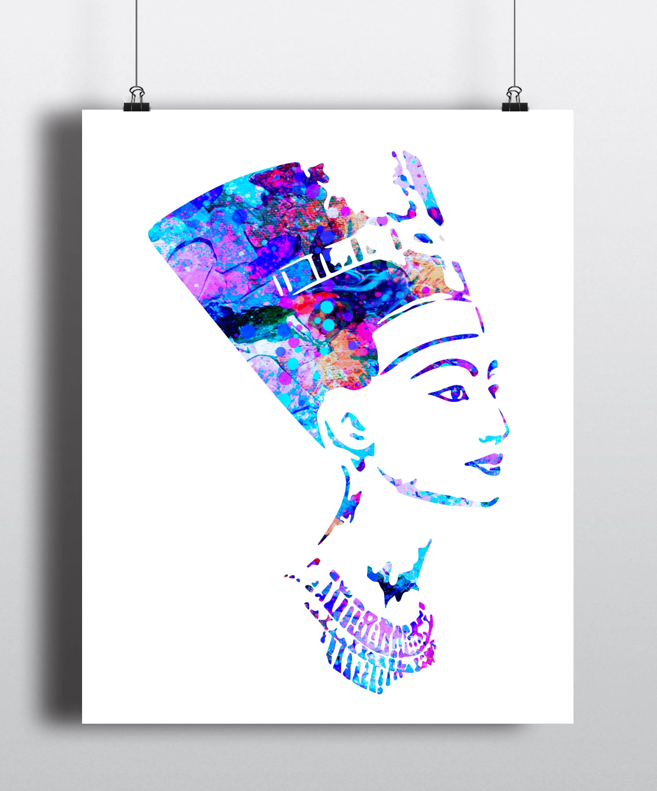 Queen Nefertiti Watercolor Art Print - Unframed