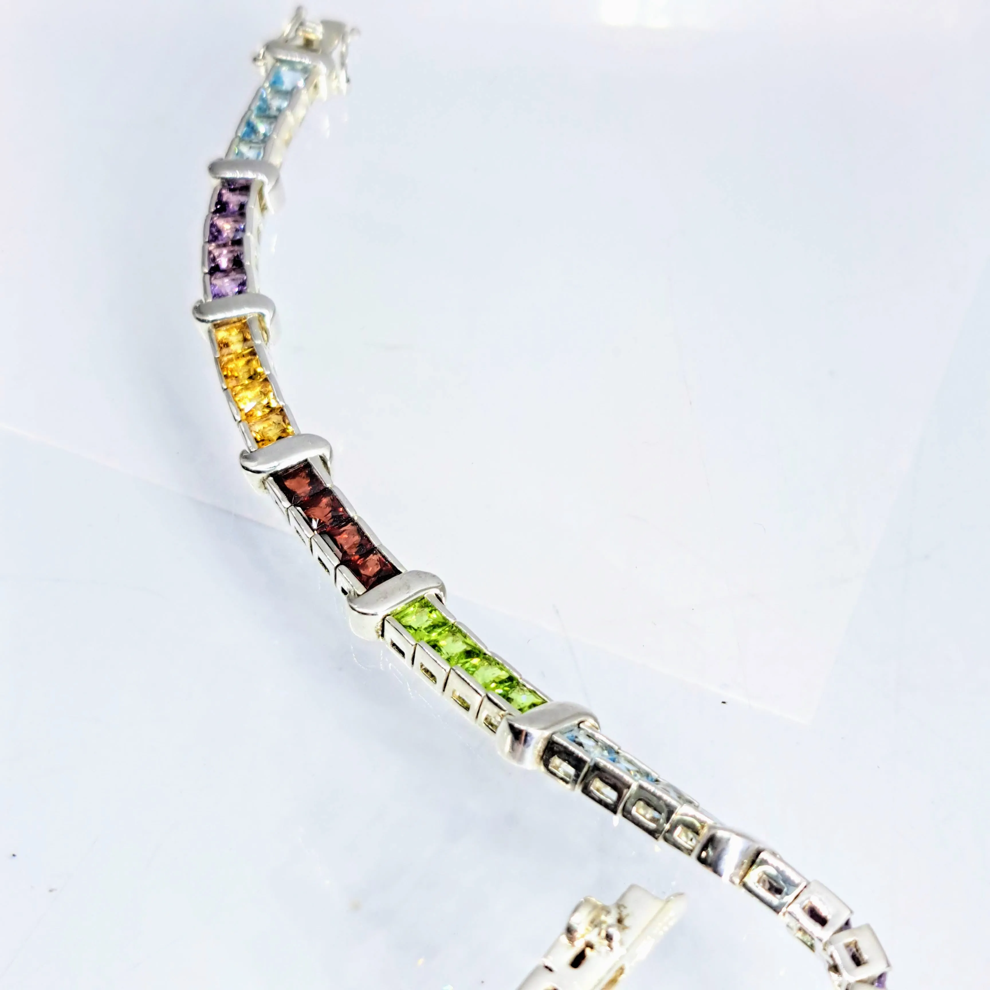 "Flag Flyer" 7.5" Bracelet - Topaz, Amethyst, Citrine, Garnet, Peridot, Sterling