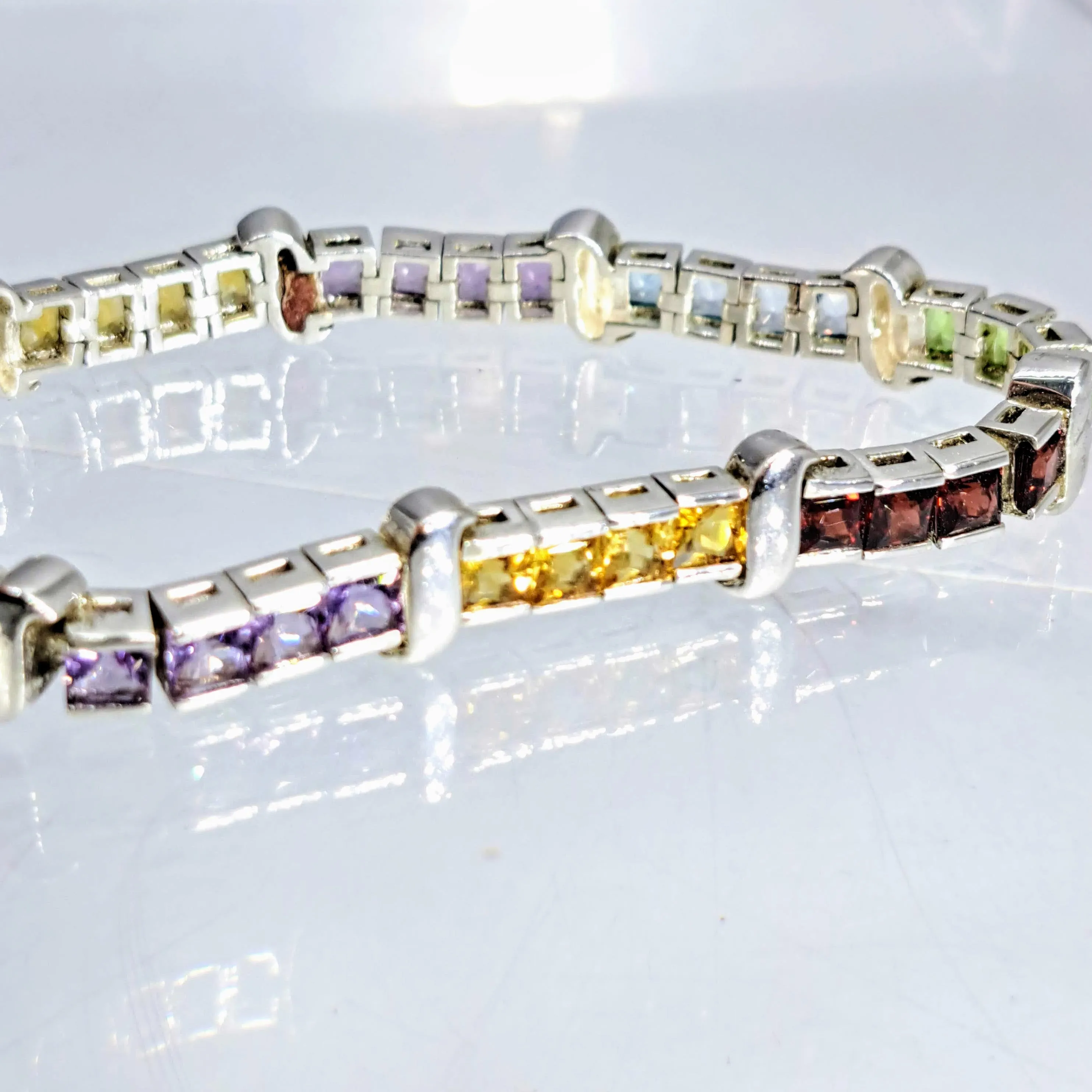 "Flag Flyer" 7.5" Bracelet - Topaz, Amethyst, Citrine, Garnet, Peridot, Sterling