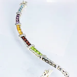 "Flag Flyer" 7.5" Bracelet - Topaz, Amethyst, Citrine, Garnet, Peridot, Sterling