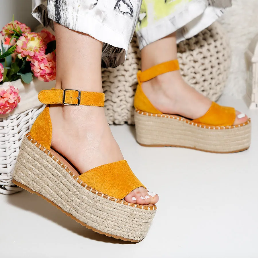 Sandale dama cu platforma Valencia - Yellow