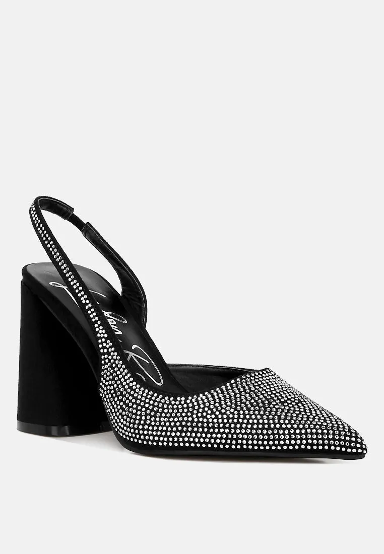 Saranna Rhinestone Embellished Suede Heel Sandals By MODE