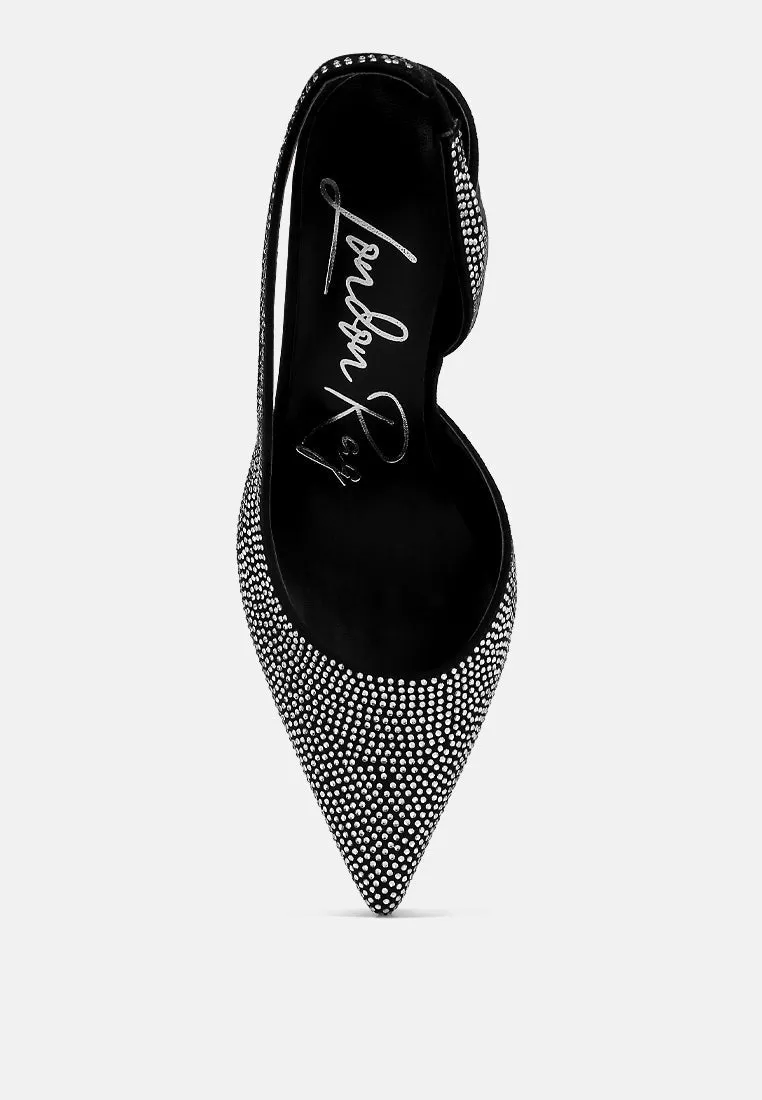 Saranna Rhinestone Embellished Suede Heel Sandals By MODE