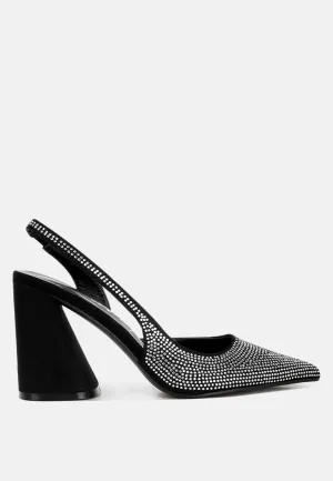 Saranna Rhinestone Embellished Suede Heel Sandals By MODE