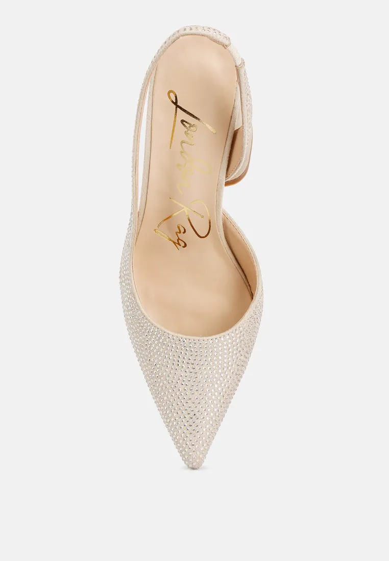 Saranna Rhinestone Embellished Suede Heel Sandals By MODE