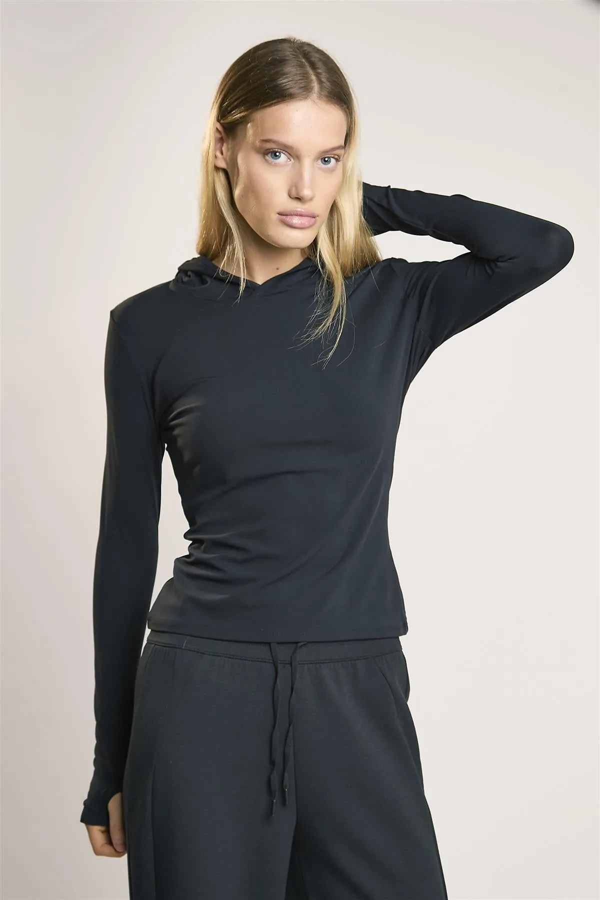 Signature Black Hooded Top