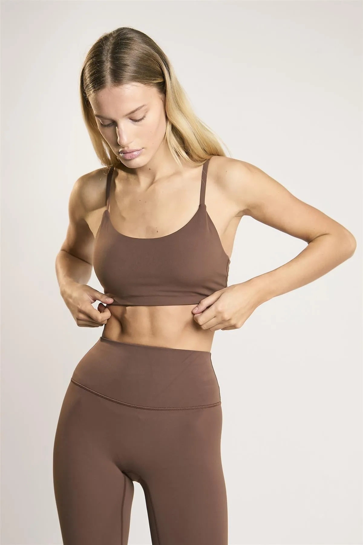 Signature Chestnut Scoop-Neck Crop-Top