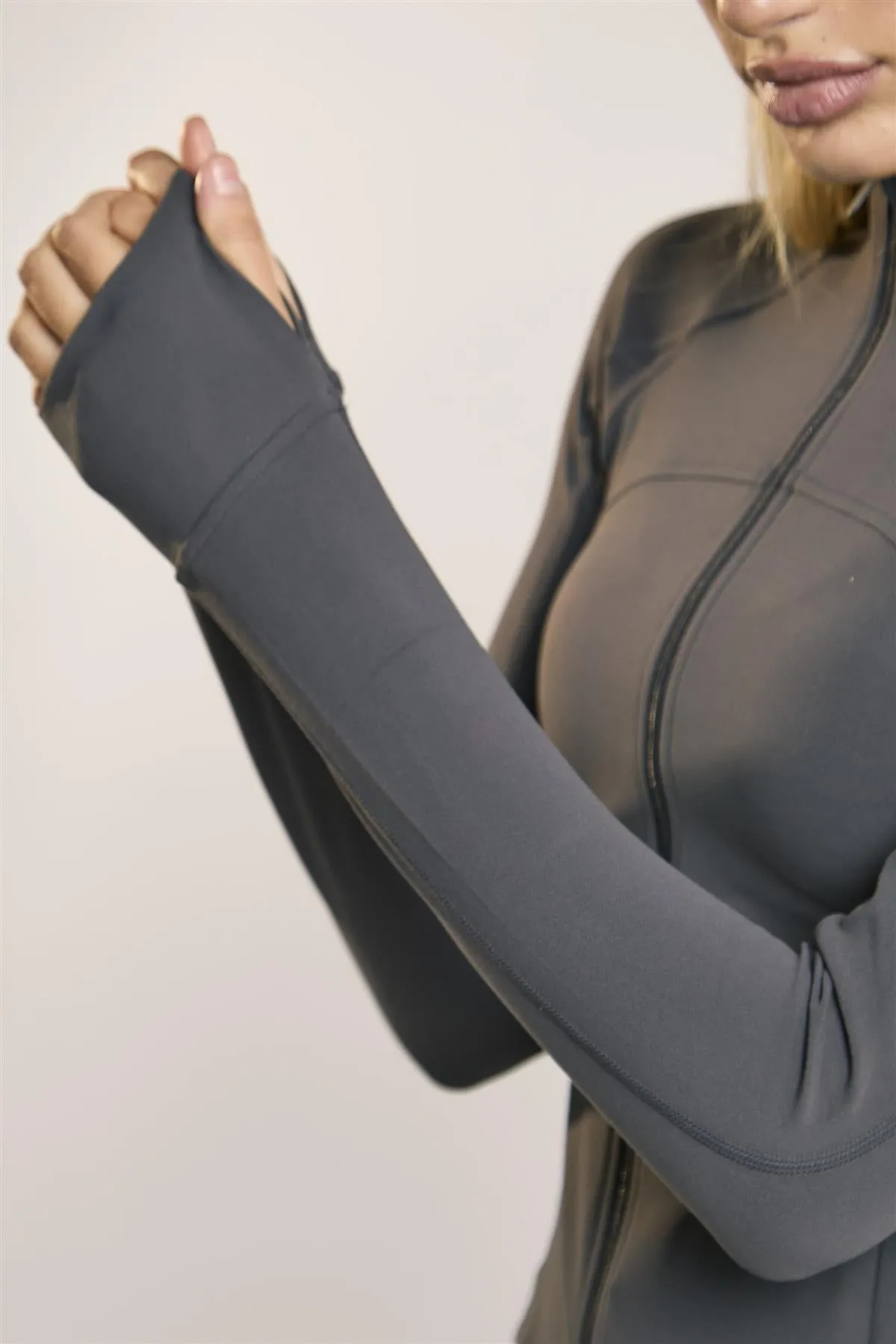 Signature Graphite-Grey Full-Zip-Long-Sleeve Jacket