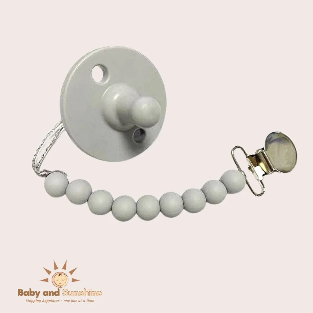 Silicone Pacifier and Teething bead clip / Trendy Chew Toy Accessory