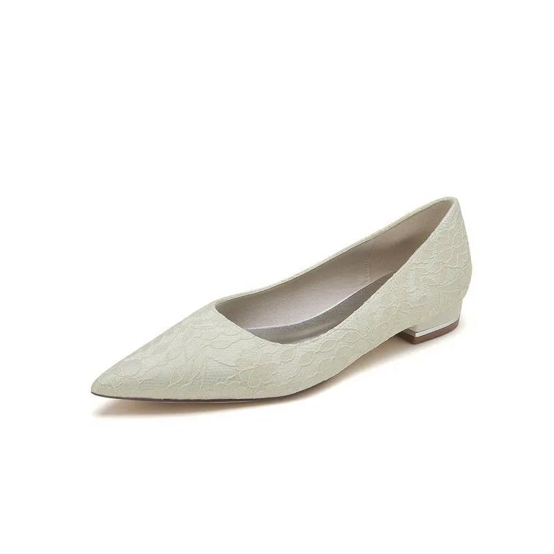 Simple Lace Pointed Toe Kitten Heels