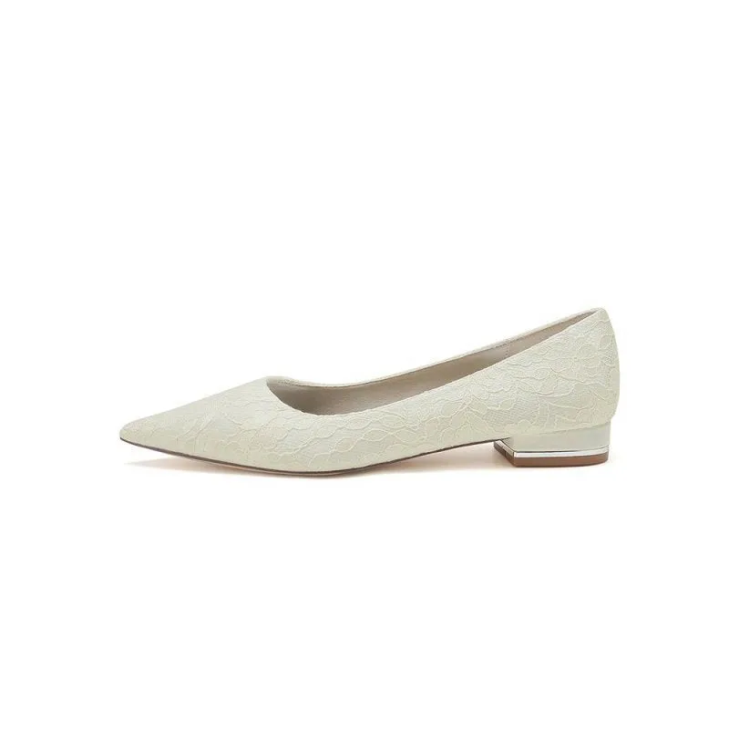 Simple Lace Pointed Toe Kitten Heels