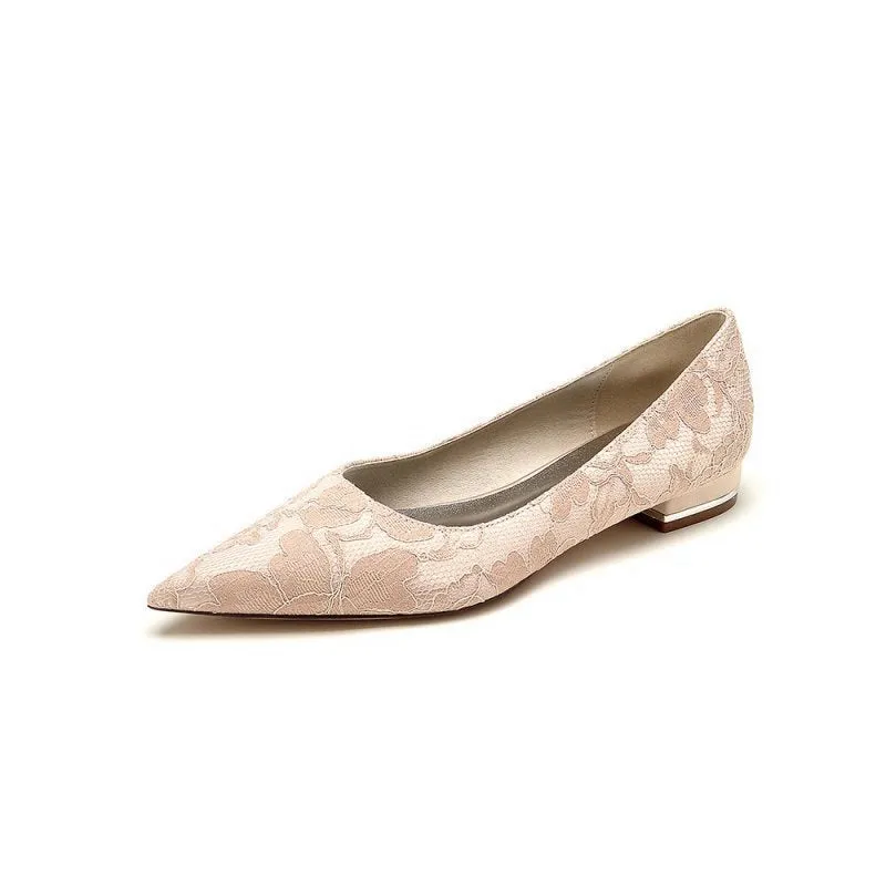 Simple Lace Pointed Toe Kitten Heels