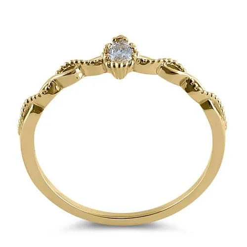 Solid 14K Yellow Gold Elegant Marquise CZ Ring