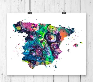 Spain Map Art Print - Unframed