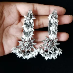 Sreya D Trendy Earring With Oxidised Plating HL17 White