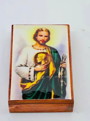 St Jude Wood Rosary Box with Wood Rosary