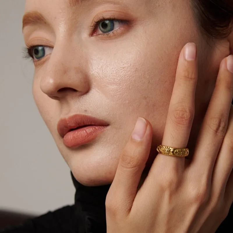 Stars Moon Ring Gold Jewelry Women Anniverssary Jewellery