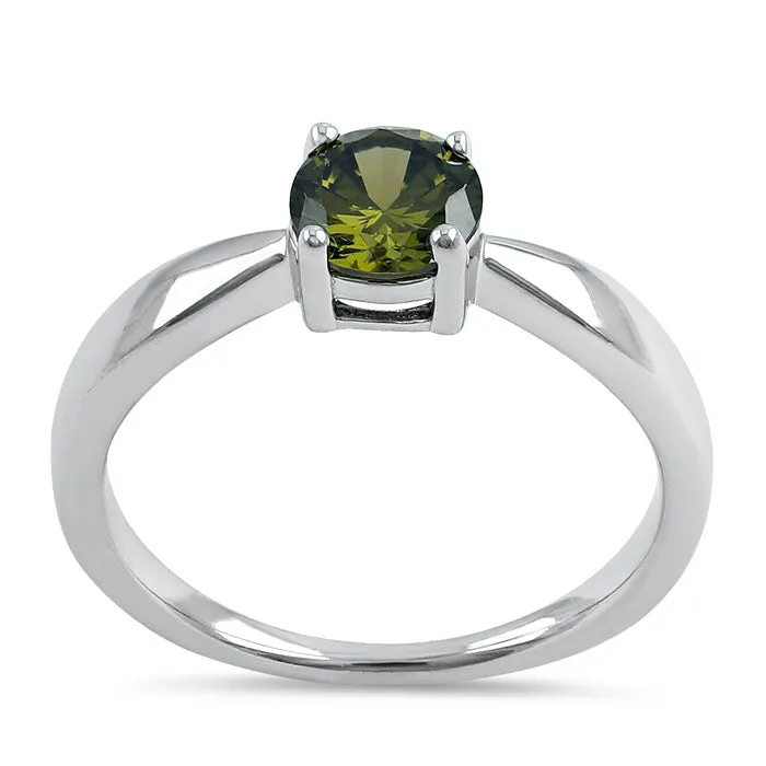 Sterling Silver 6mm Round Peridot CZ Ring