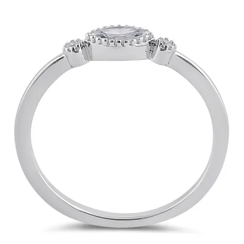 Sterling Silver Elegant Marquise Engagement Ring